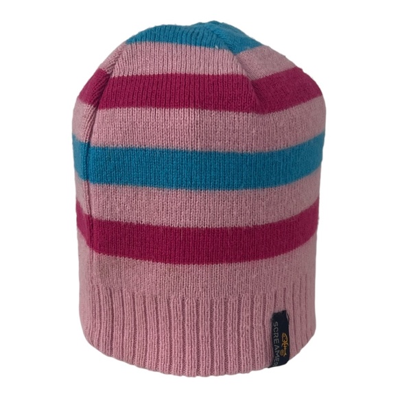 Screamer Child's Knit Beanie Hat Pink & Blue - Picture 4 of 6